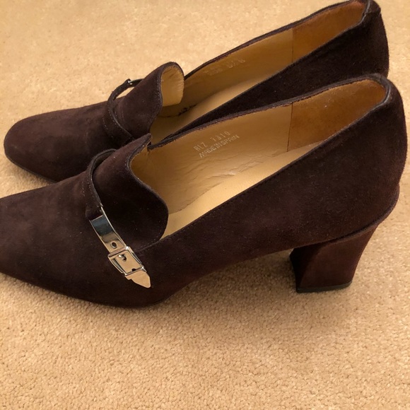 Heeled Loafer with Suede strap and Silver Buckle - Picture 3 of 6